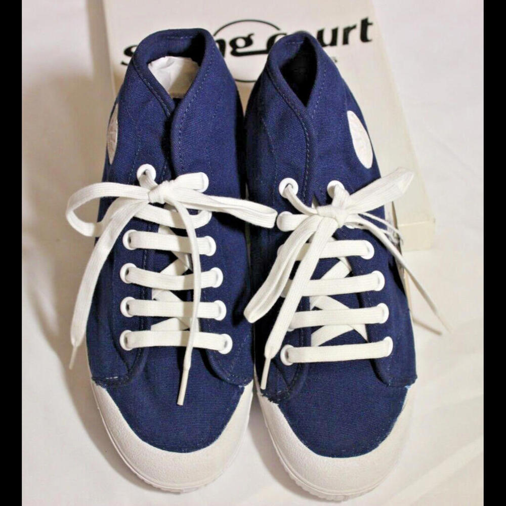 WOMEN INDIGO SPRING COURT DEPUIS B2 EYELETS M CANVAS HI TOP CAOUTCHOUC SNEAKER